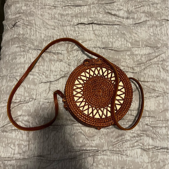 Round Rattan Crossbody - Picture 2 of 9